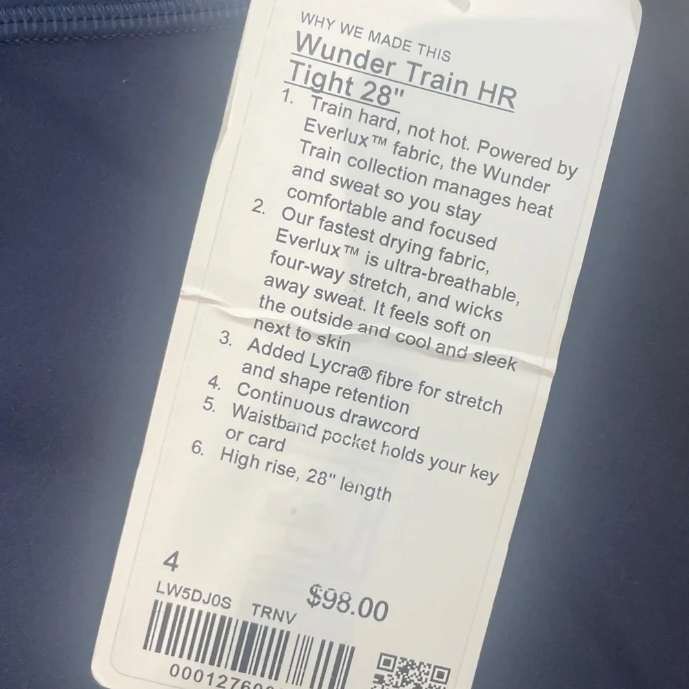lululemon athletica navy Wunder Train Leggings 28” inseam size 4 - Picture 2 of 5
